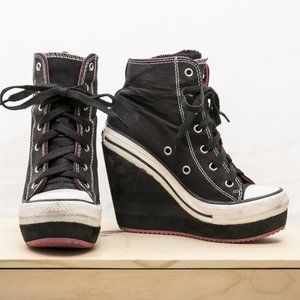 Rock & Candy Lulu Wedge Hightop Black Pink Wht 7M
